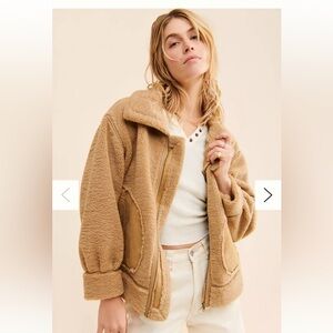 Anthropologie La Biz relaxed sherpa moto jacket